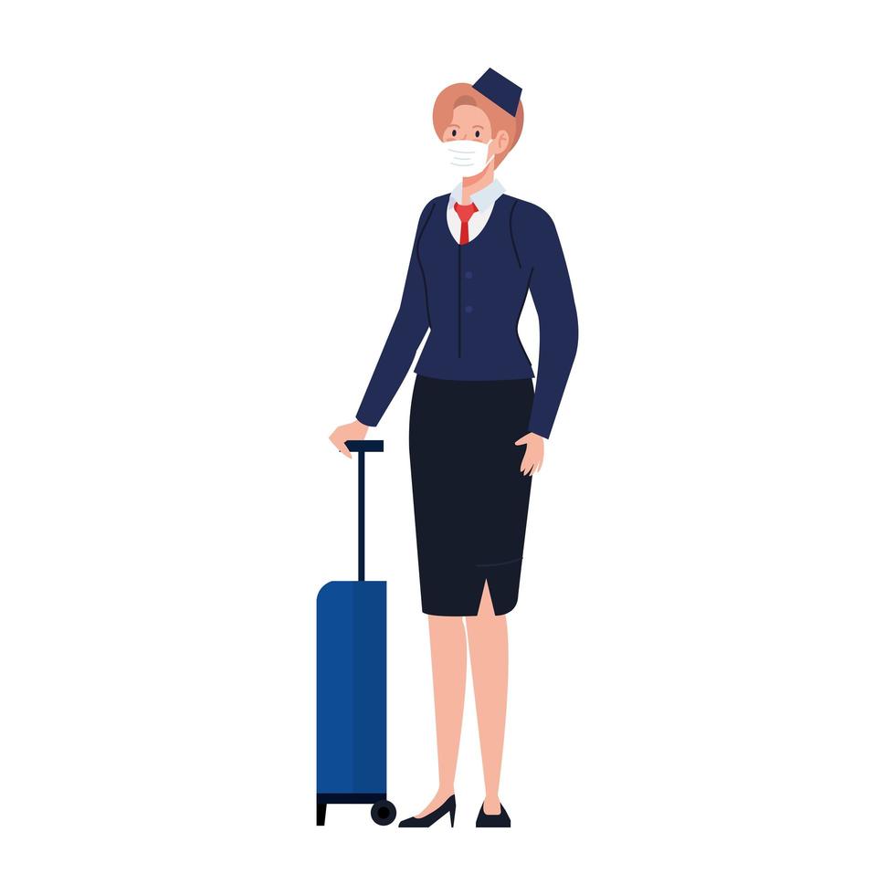 Female stewardess with mask vector design