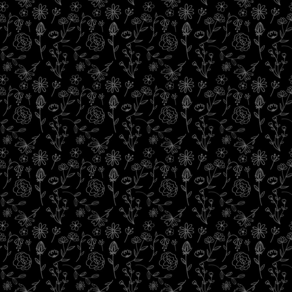 Flower and leaf pattern design with black background vector
