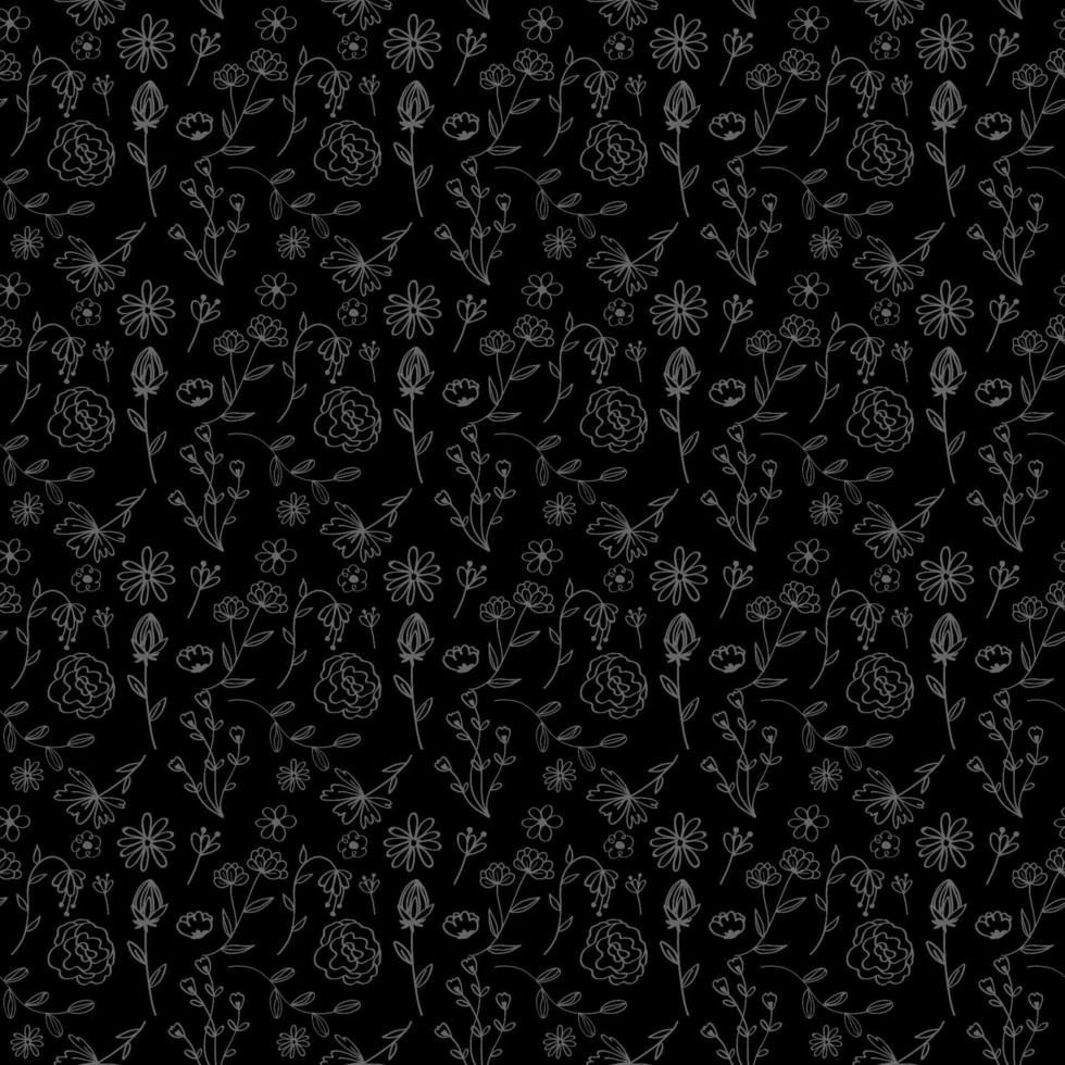 Flower and leaf pattern design with black background vector