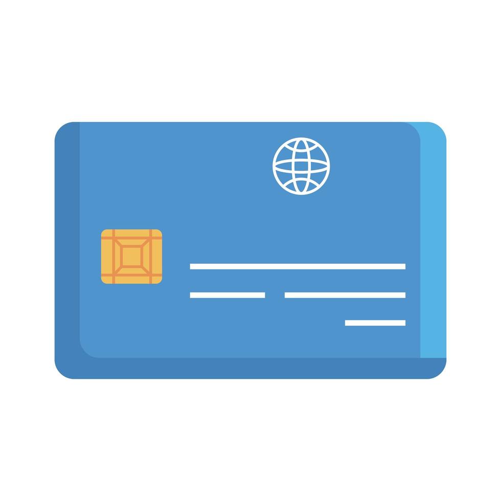 tarjeta de crédito sobre fondo blanco, color azul vector