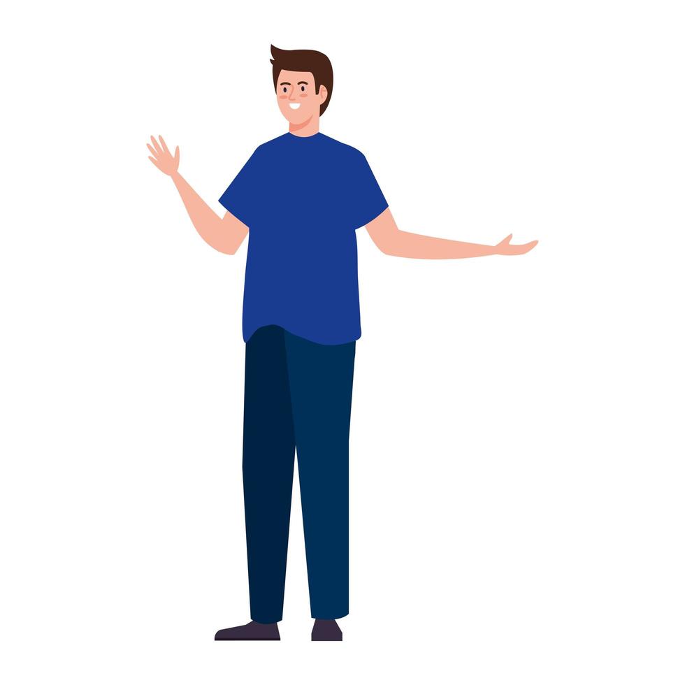 young man handsome with casual clothes on white background vector
