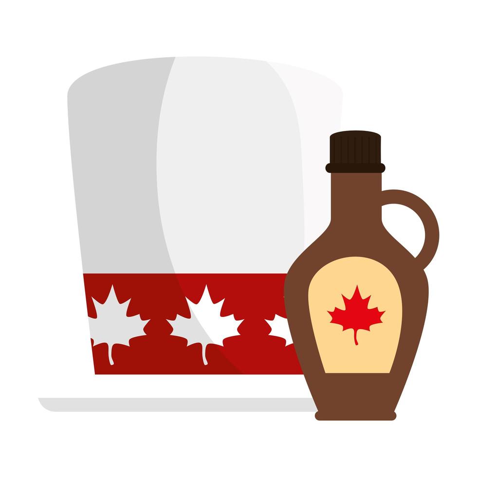 sombrero canadiense y jarabe de arce de feliz día de canadá diseño vectorial vector