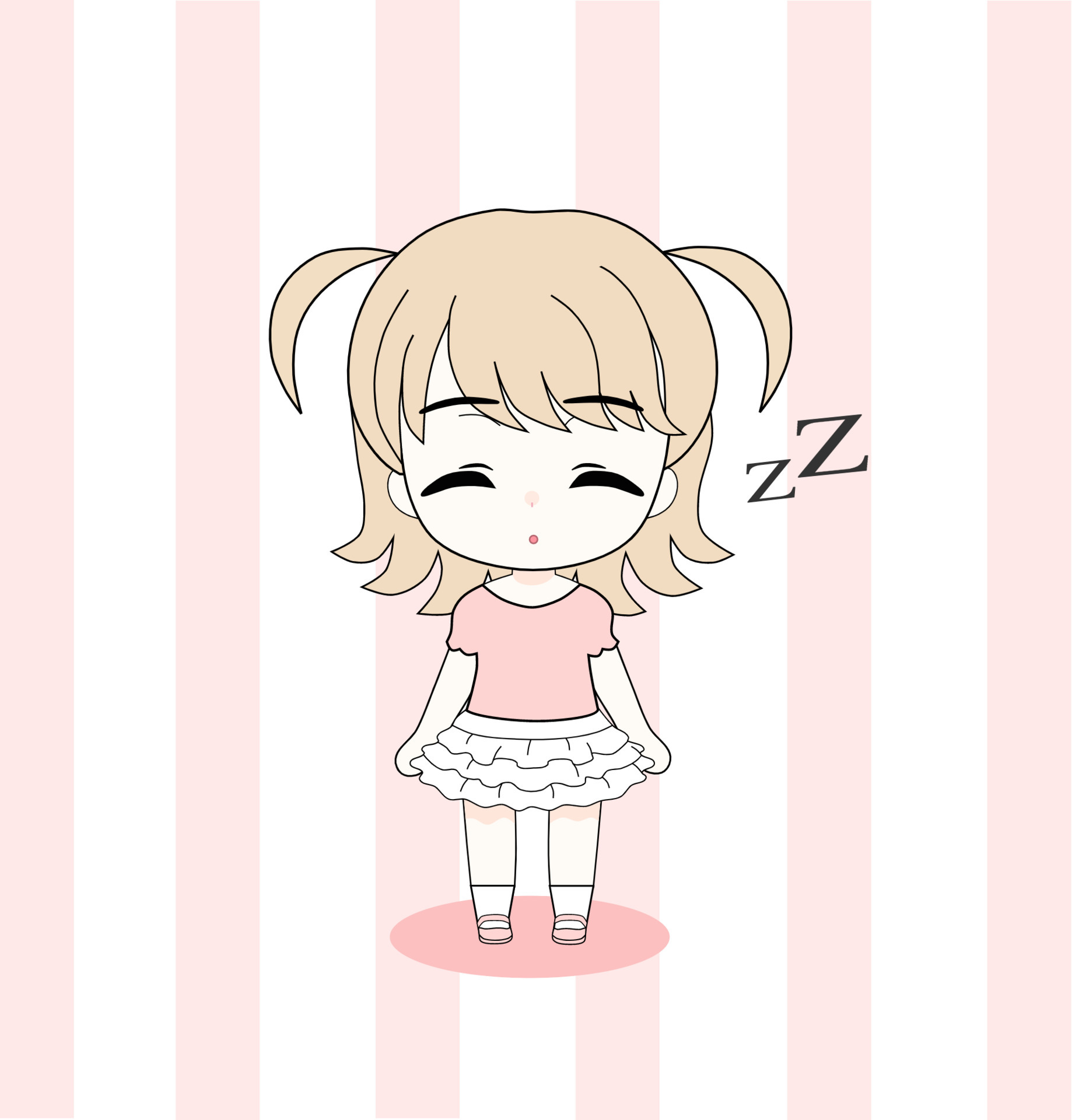Cute Sleepy Anime Chibi Girl 5163781 Vector Art at Vecteezy