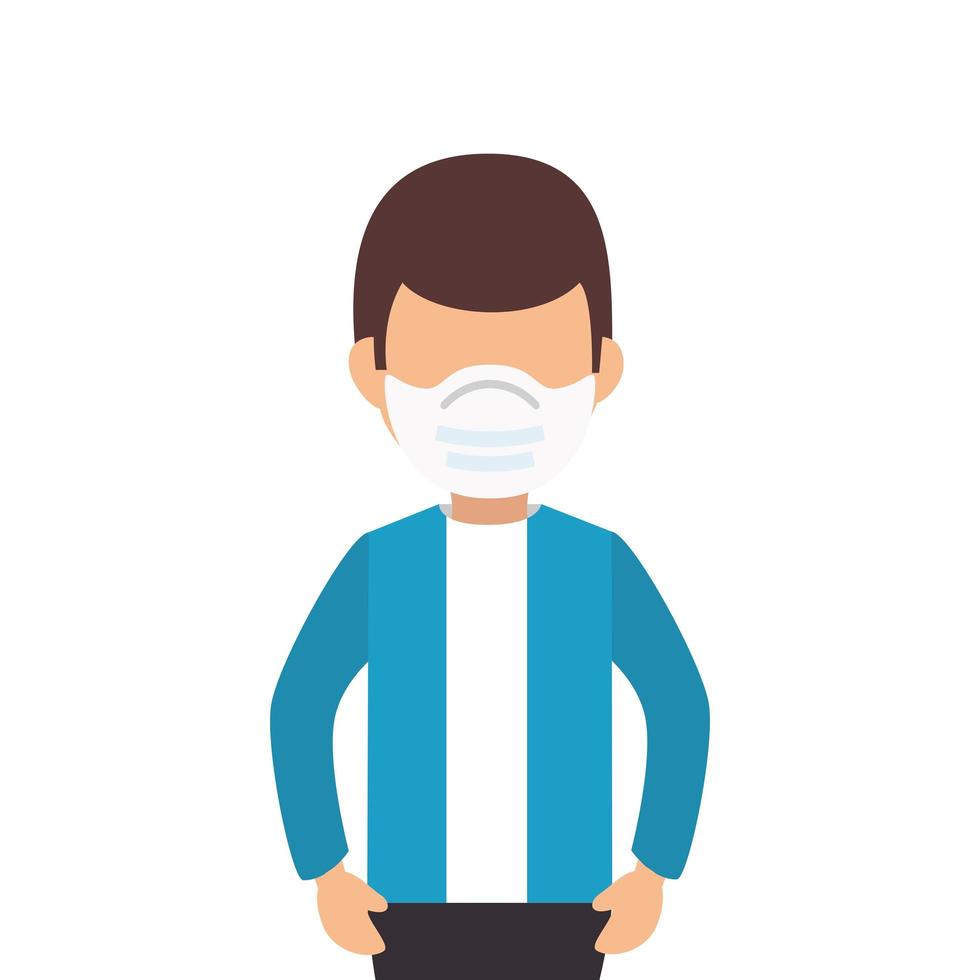 man using face mask isolated icon vector