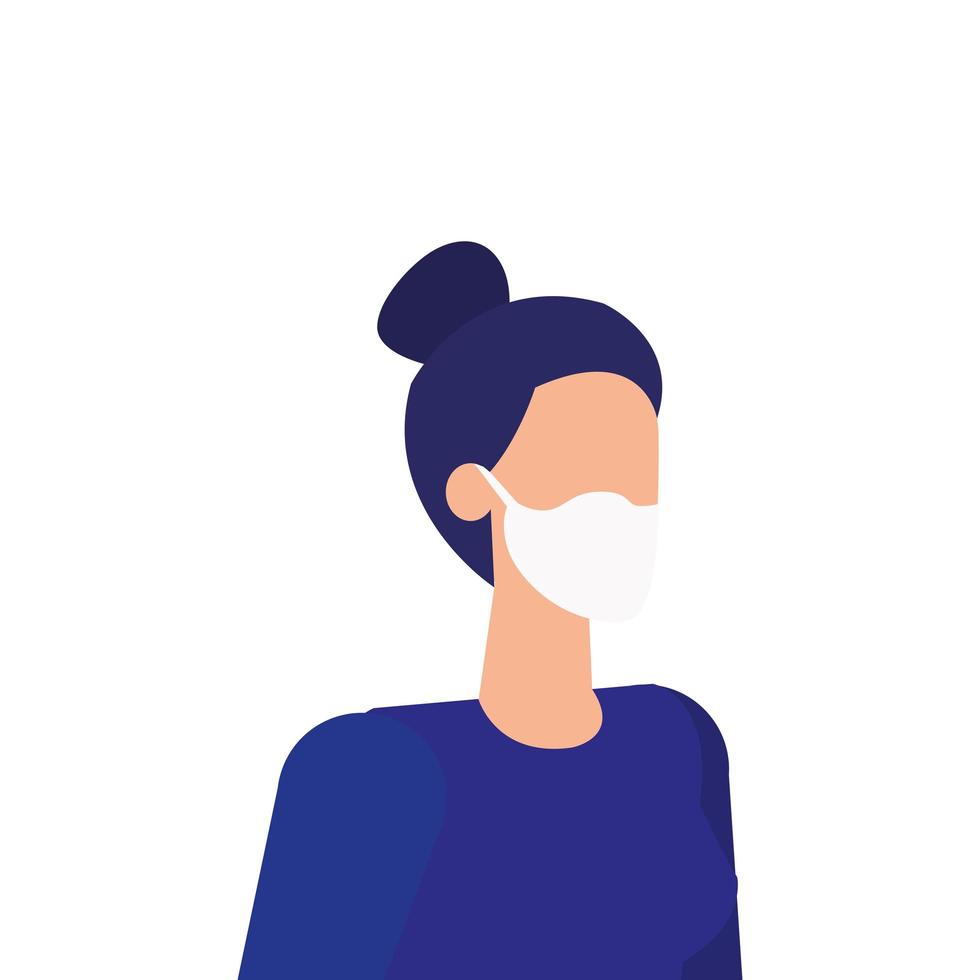 young woman using face mask isolated icon vector