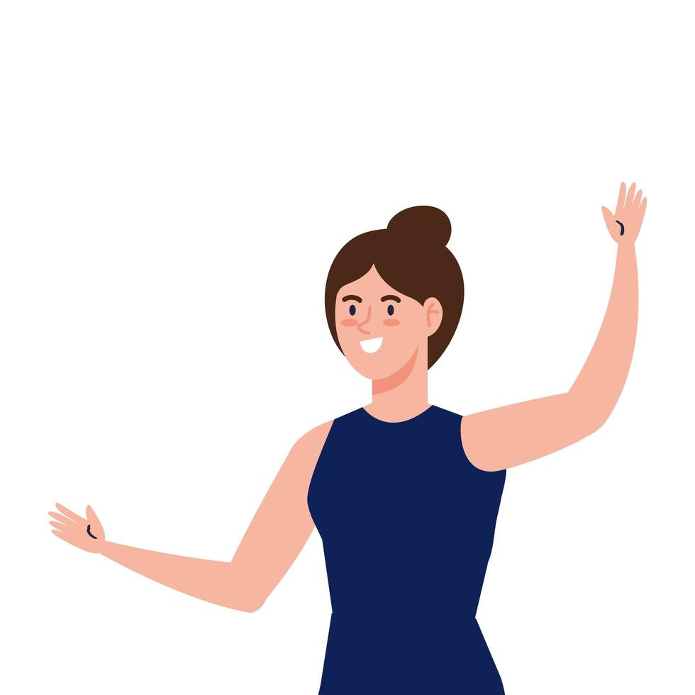 pretty young woman waving on white background vector