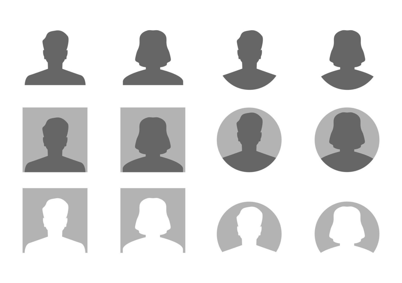 male and female avatar silhouette set design vector