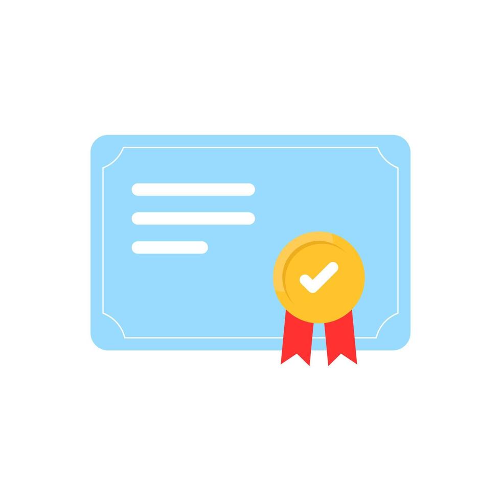 achievement, diploma, award certificate flat icon illustration isolate stock vector