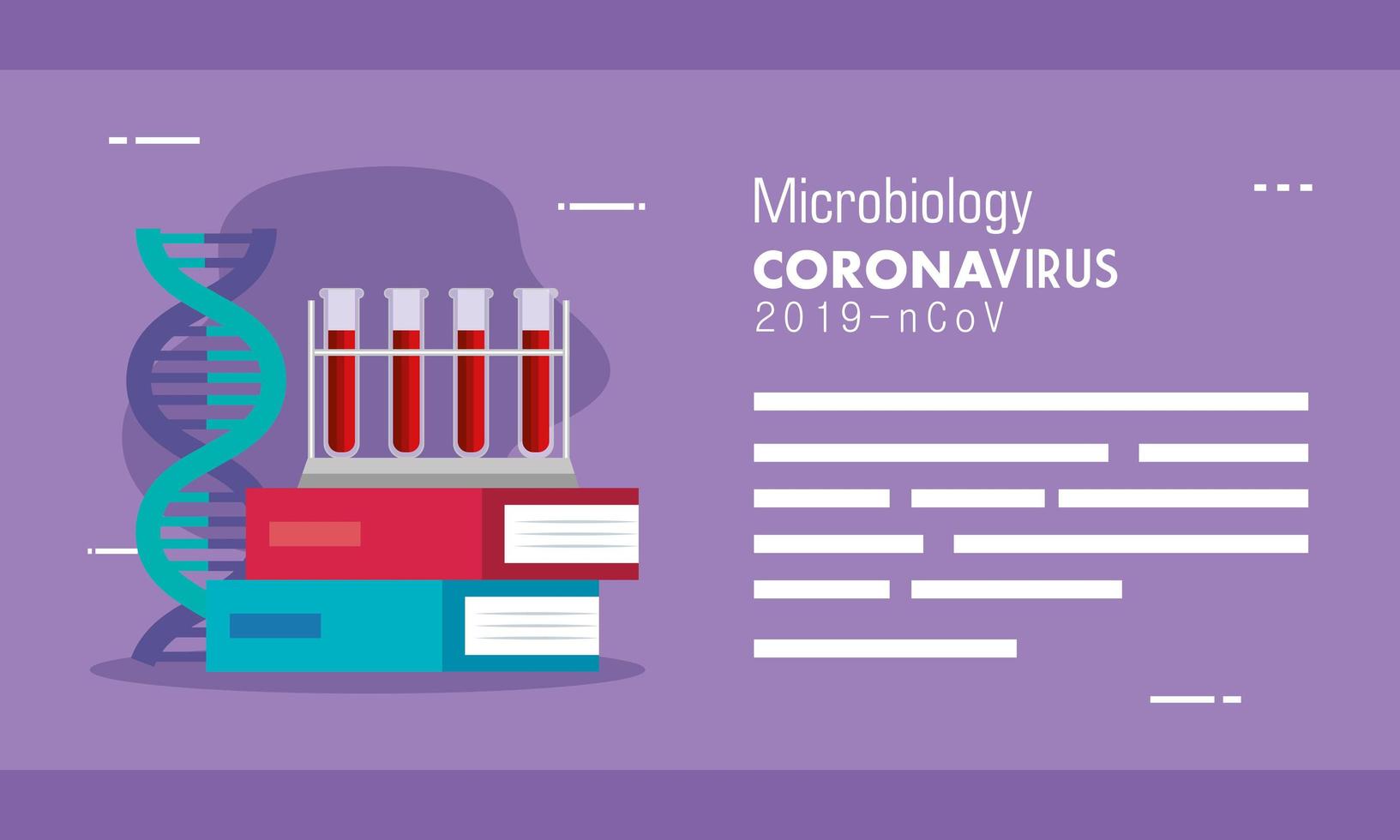 microbiología y estructura de adn con prueba de tubos en libros vector