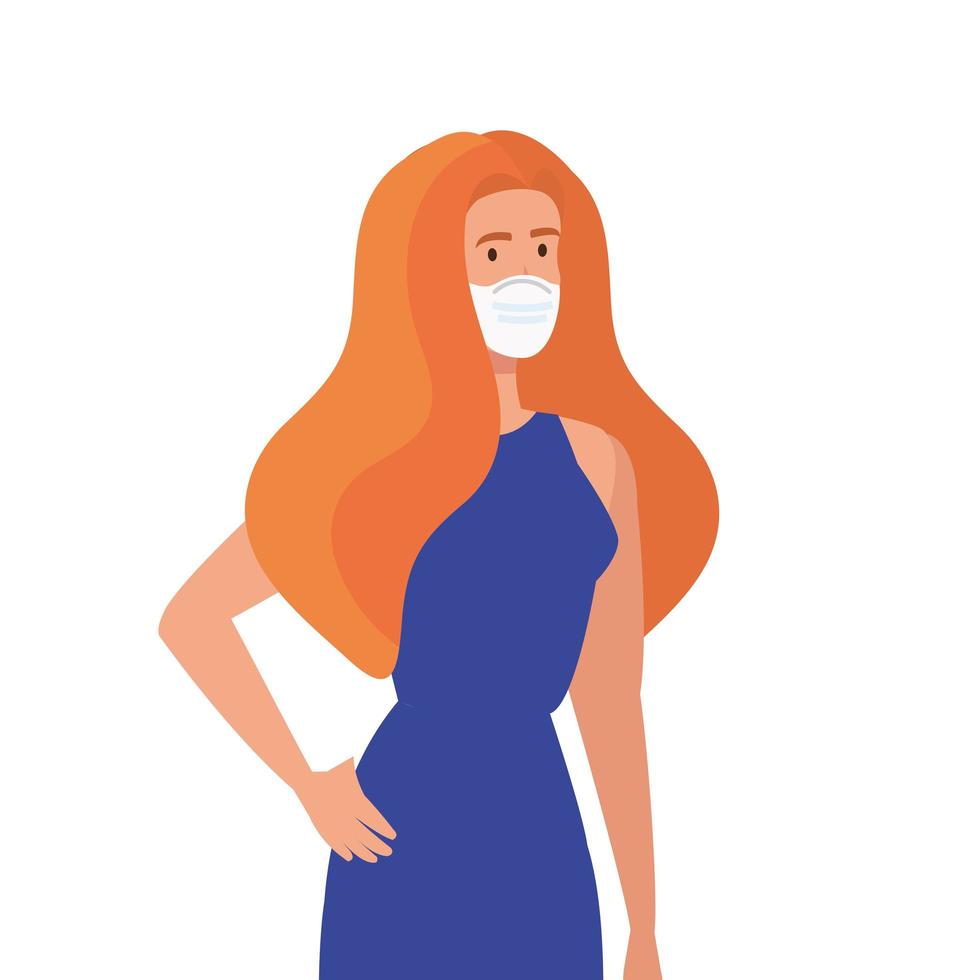 mujer de negocios, utilizar, mascarilla, icono, aislado vector