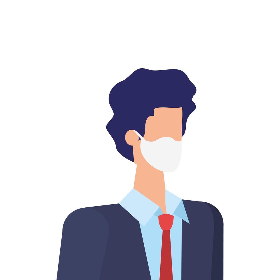 businessman using face mask isolated icon vector