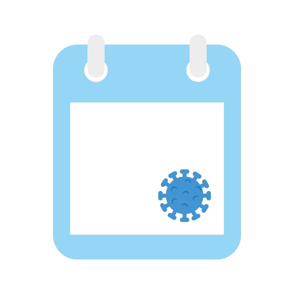 calendar with particle covid 19 isolated icon vector