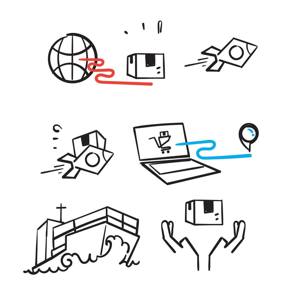 hand drawn doodle delivery shipping icon illustration related isolated vector