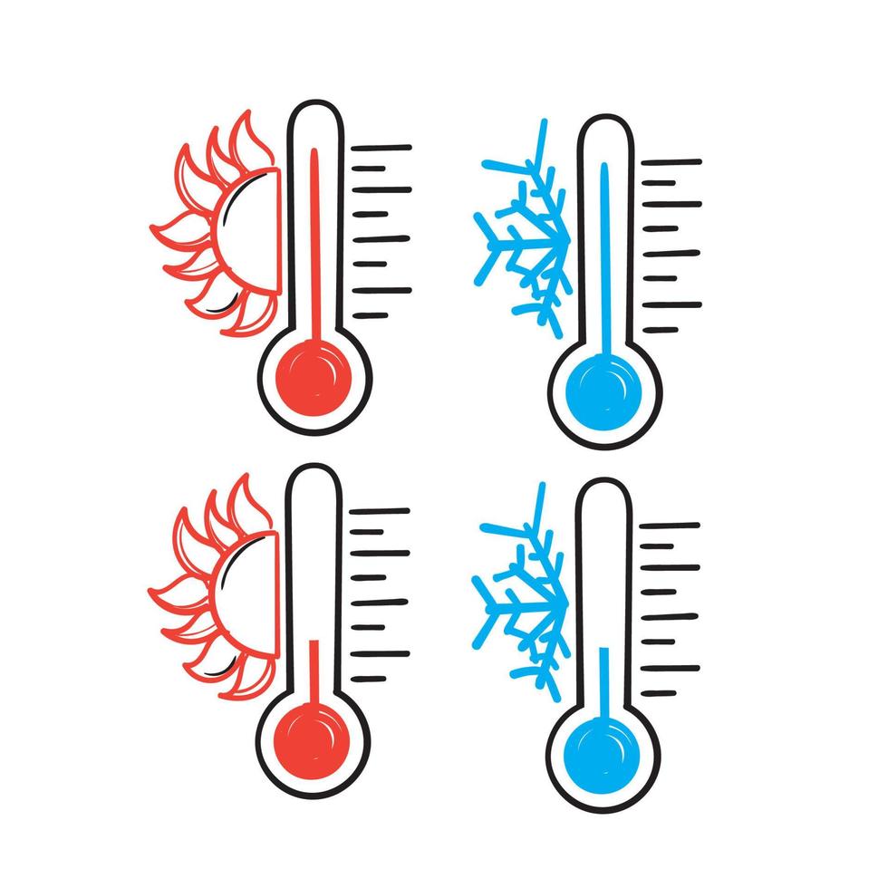 hand drawn doodle temperature icon collection illustration vector isolated