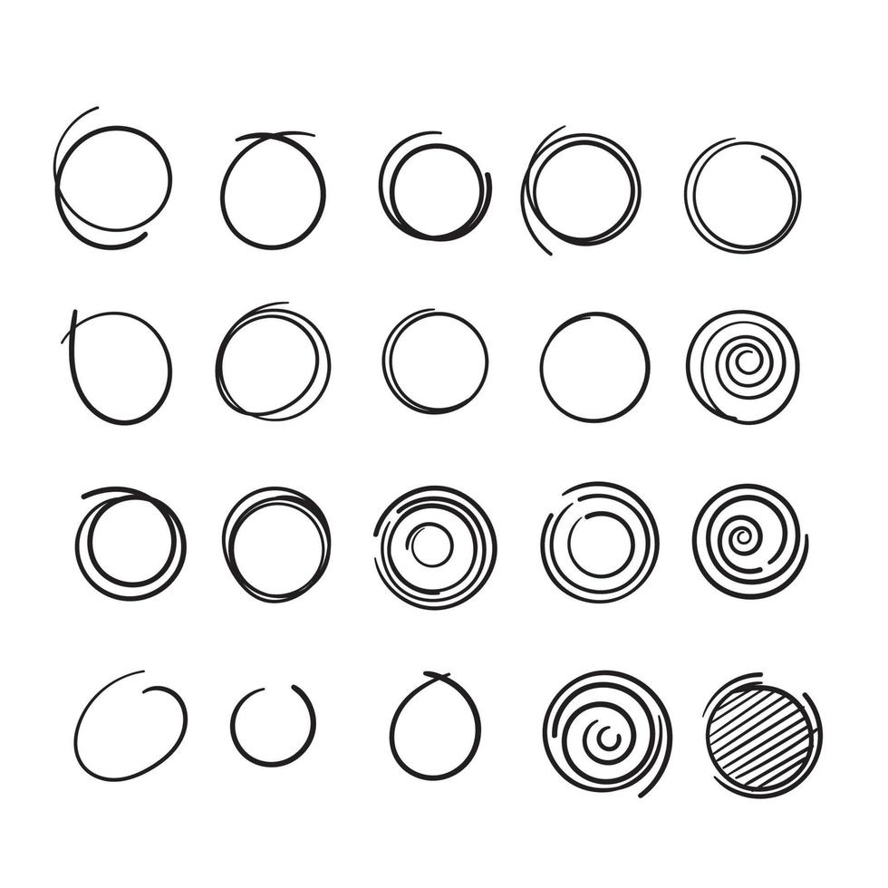 hand drawn doodle doodle circle drawing collection illustration vector