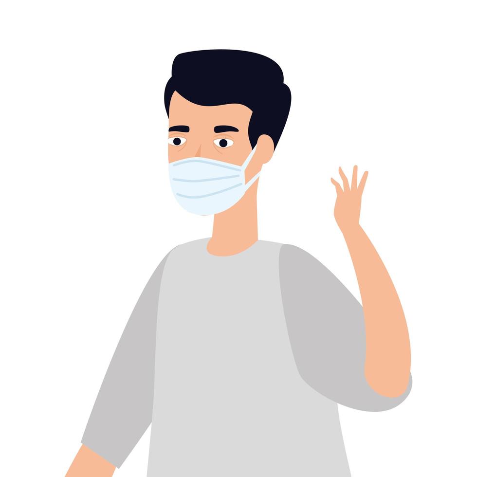 male paramedic using face mask isolated icon vector