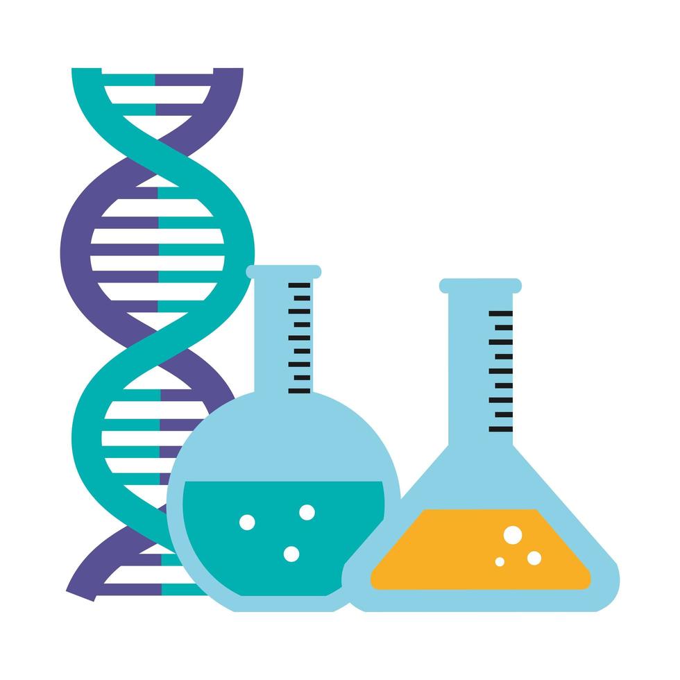 estructura de adn con tubos prueba icono aislado vector