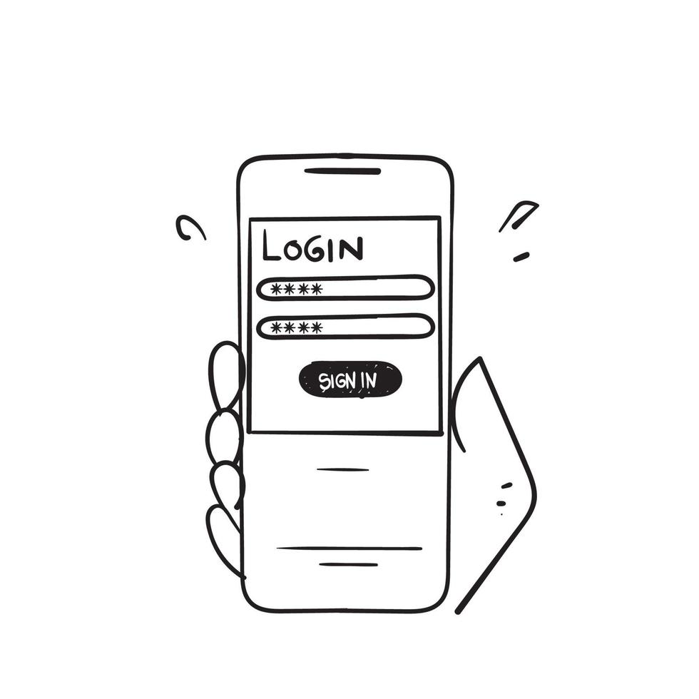 hand drawn doodle username and login bar and sign in button form illustration vector