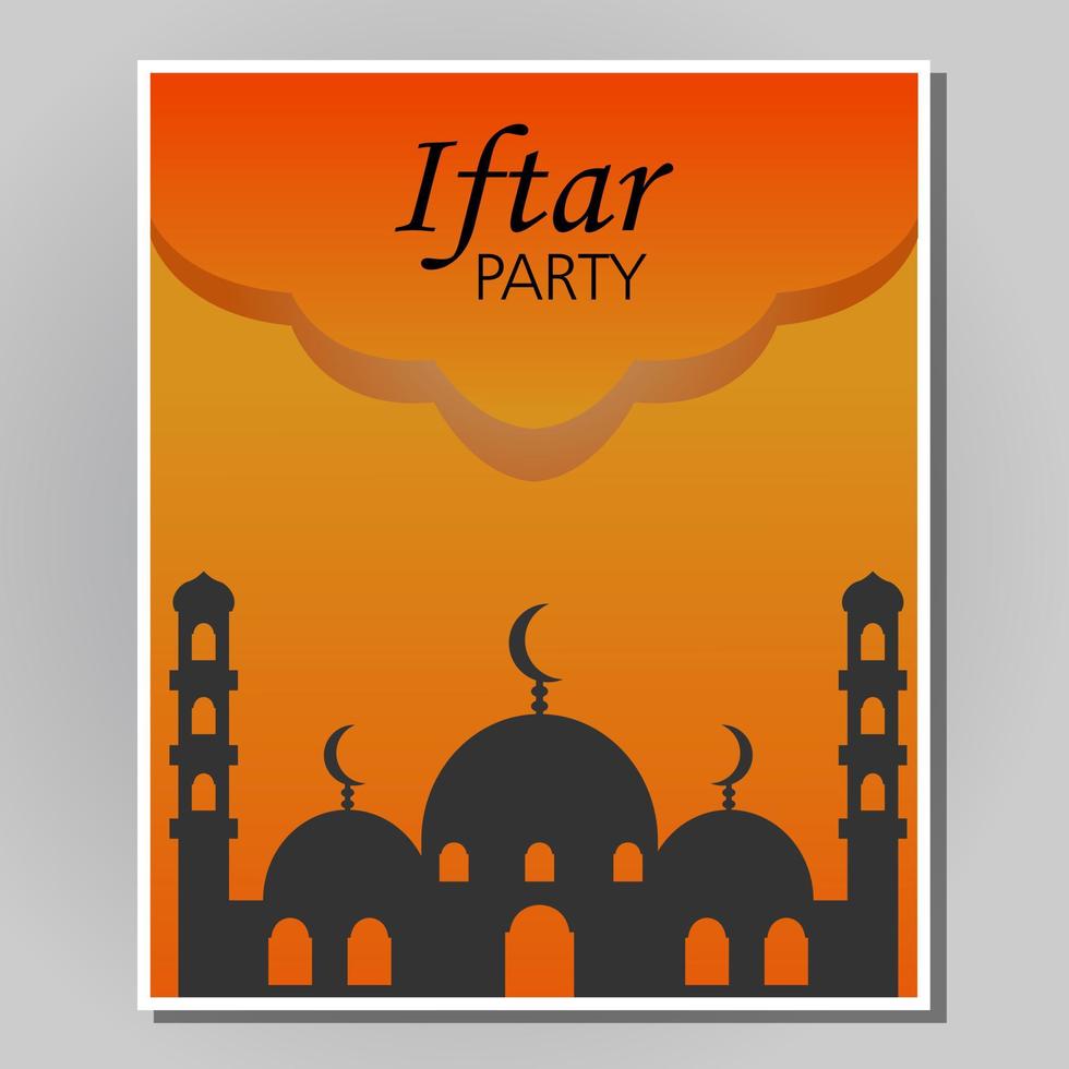 Illustration vector design of iftar party invitation template flyer. Full editable.