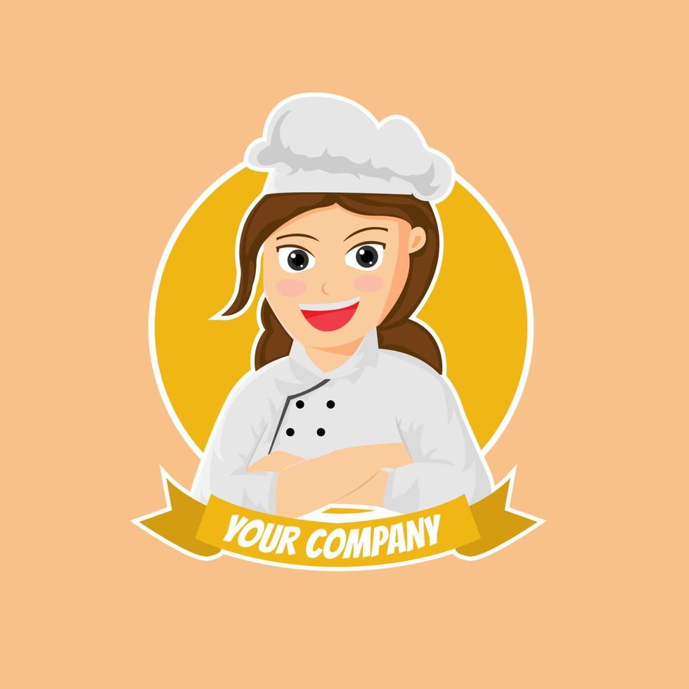 Illustration vector design of chef female logo mascot template for business or company