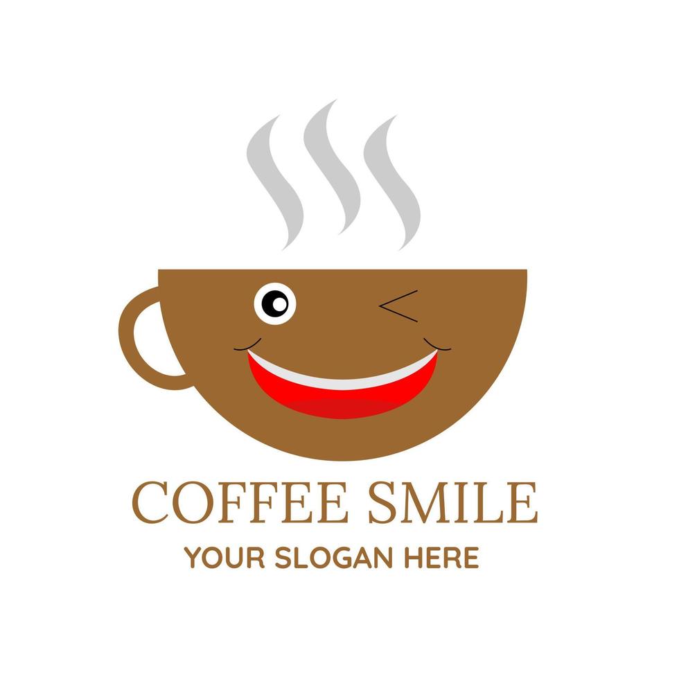 Illustration vector design of coffee logo template for business or company. Coffee smile.