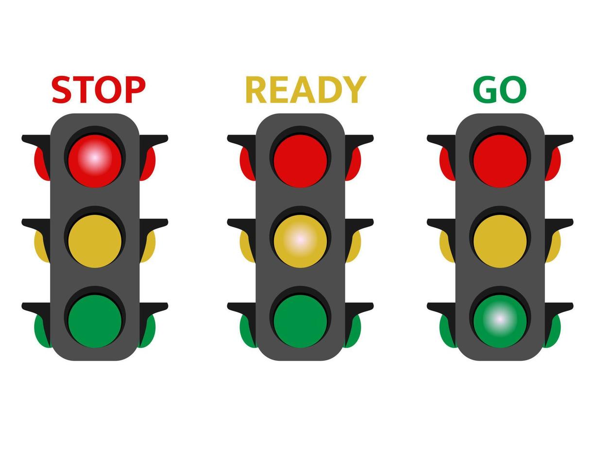 Illustration vector design of traffic light. Red, yellow and green.