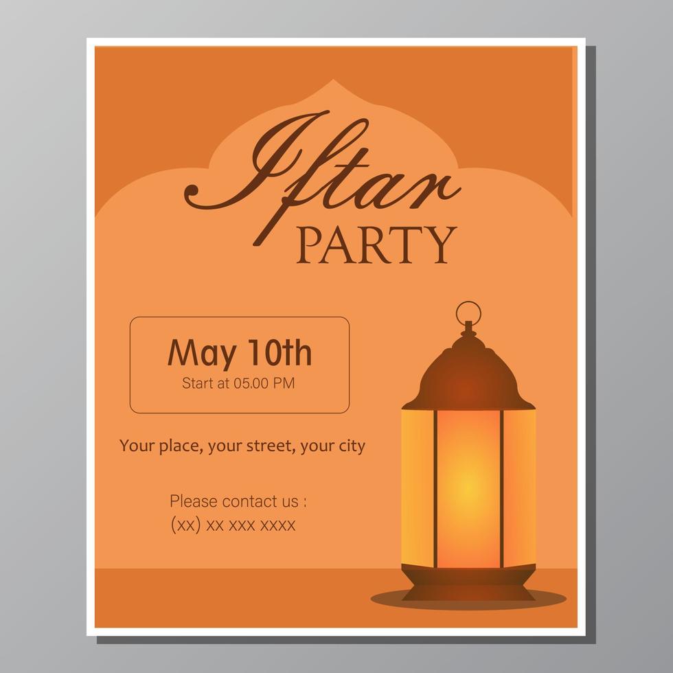 Illustration vector design of iftar party invitation template flyer. Full editable.