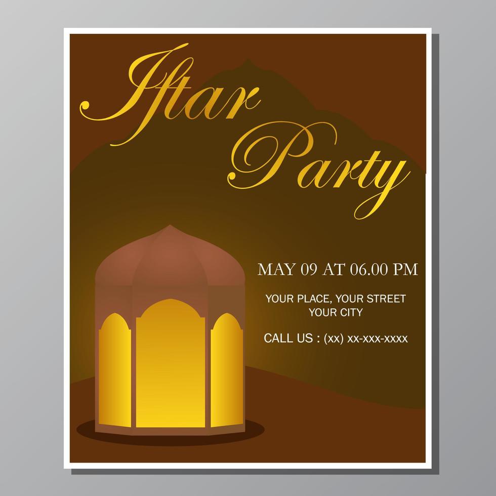 Illustration vector design of iftar party invitation template flyer. Full editable.