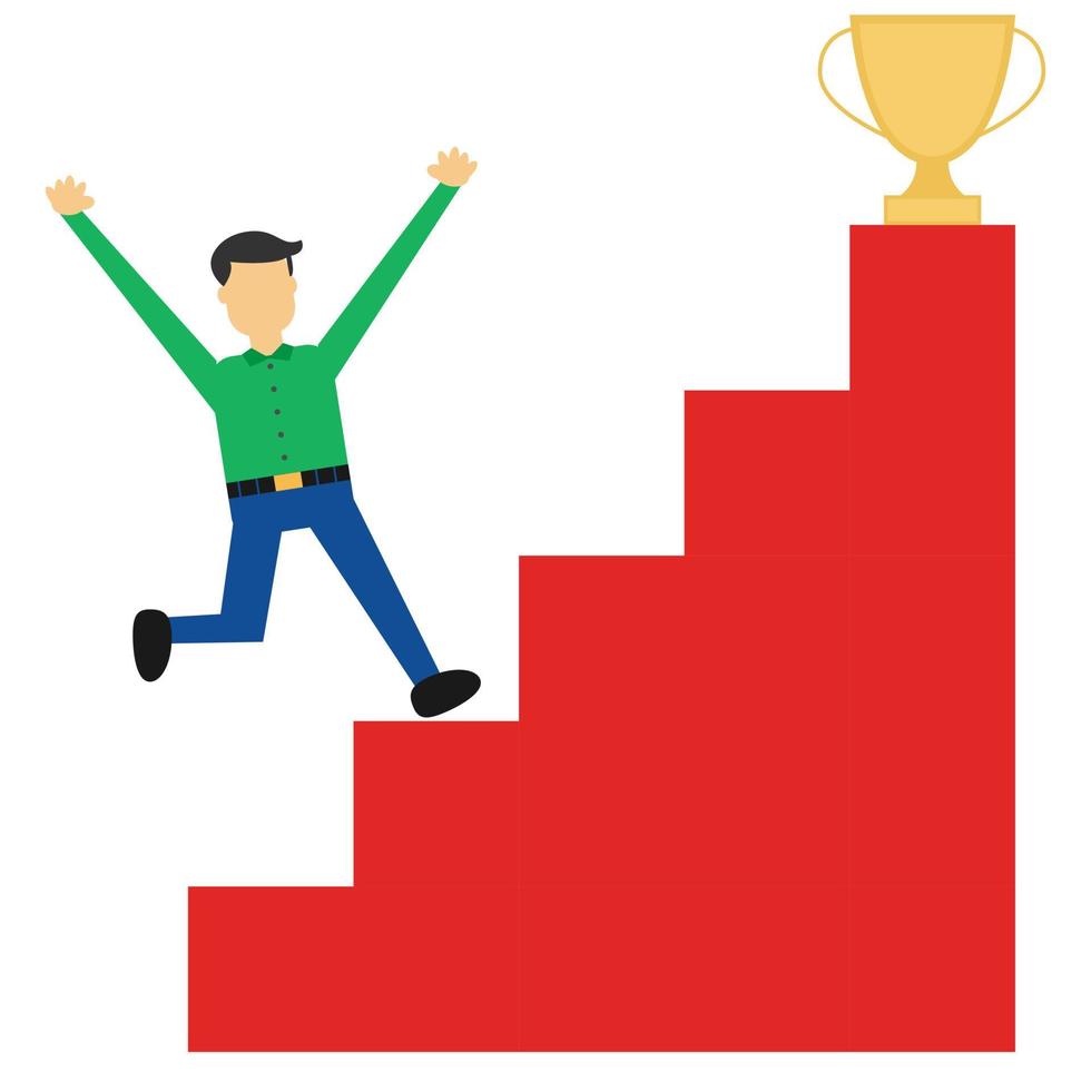 Illustration vector design of successful of businessman. Climbing the stair to success.