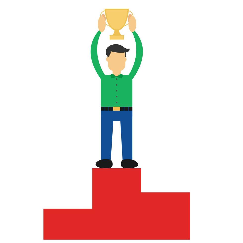 Illustration vector design of successful of businessman. Winning the champion