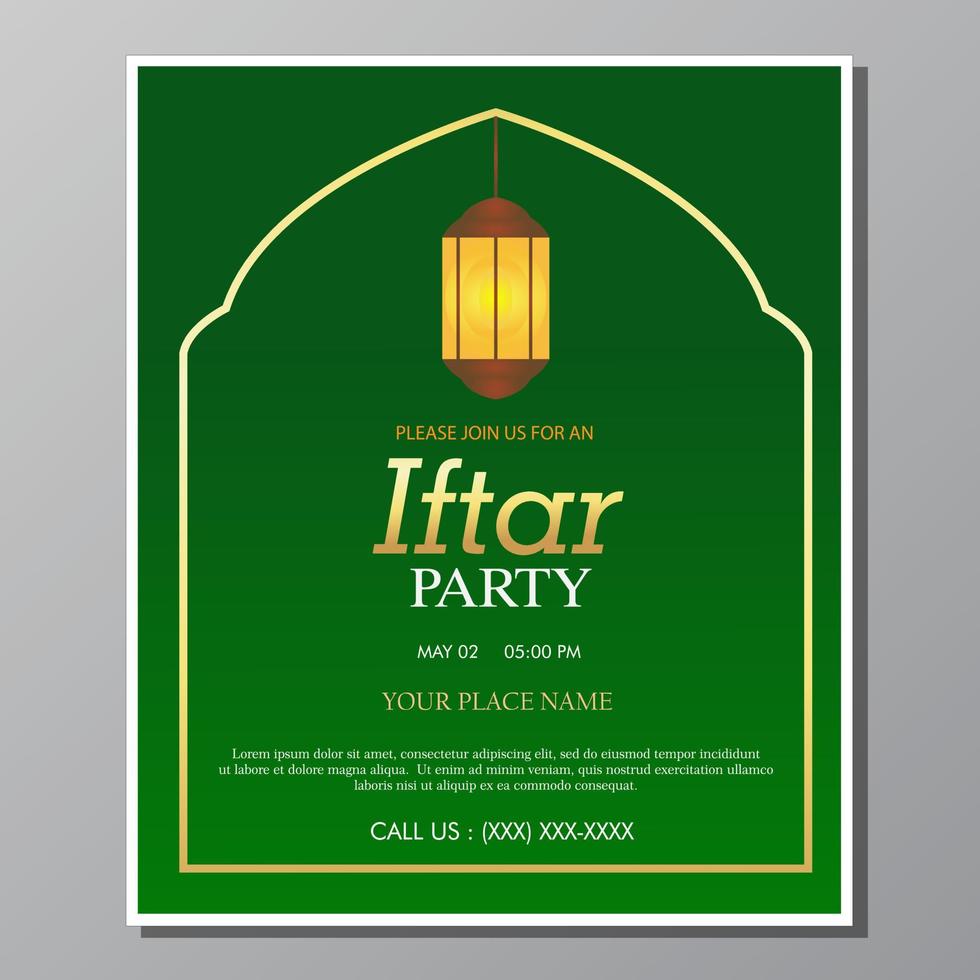 Illustration vector design of iftar party invitation template flyer. Full editable.