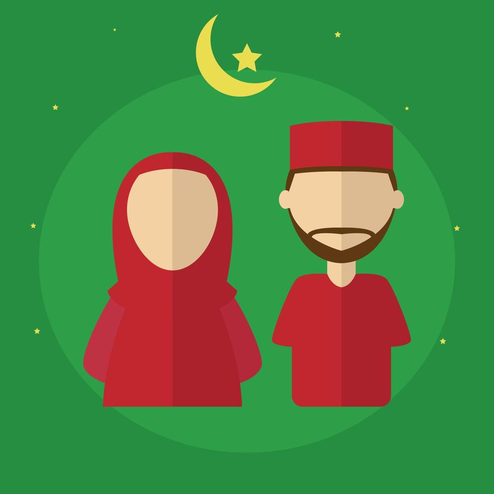 Illustration vector design of man and woman muslim