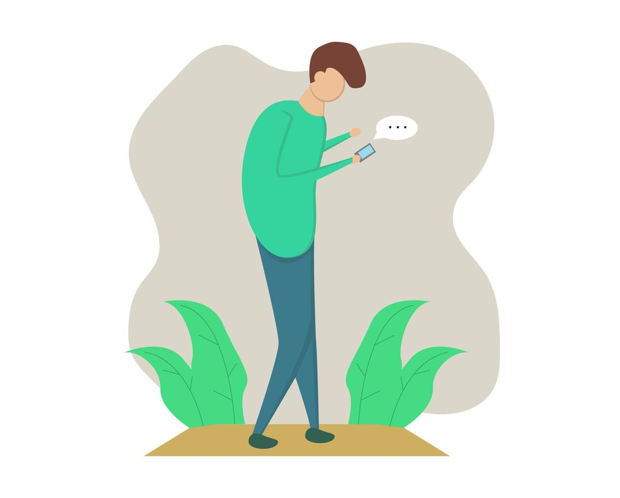 Illustration vector design of a man using smartphone