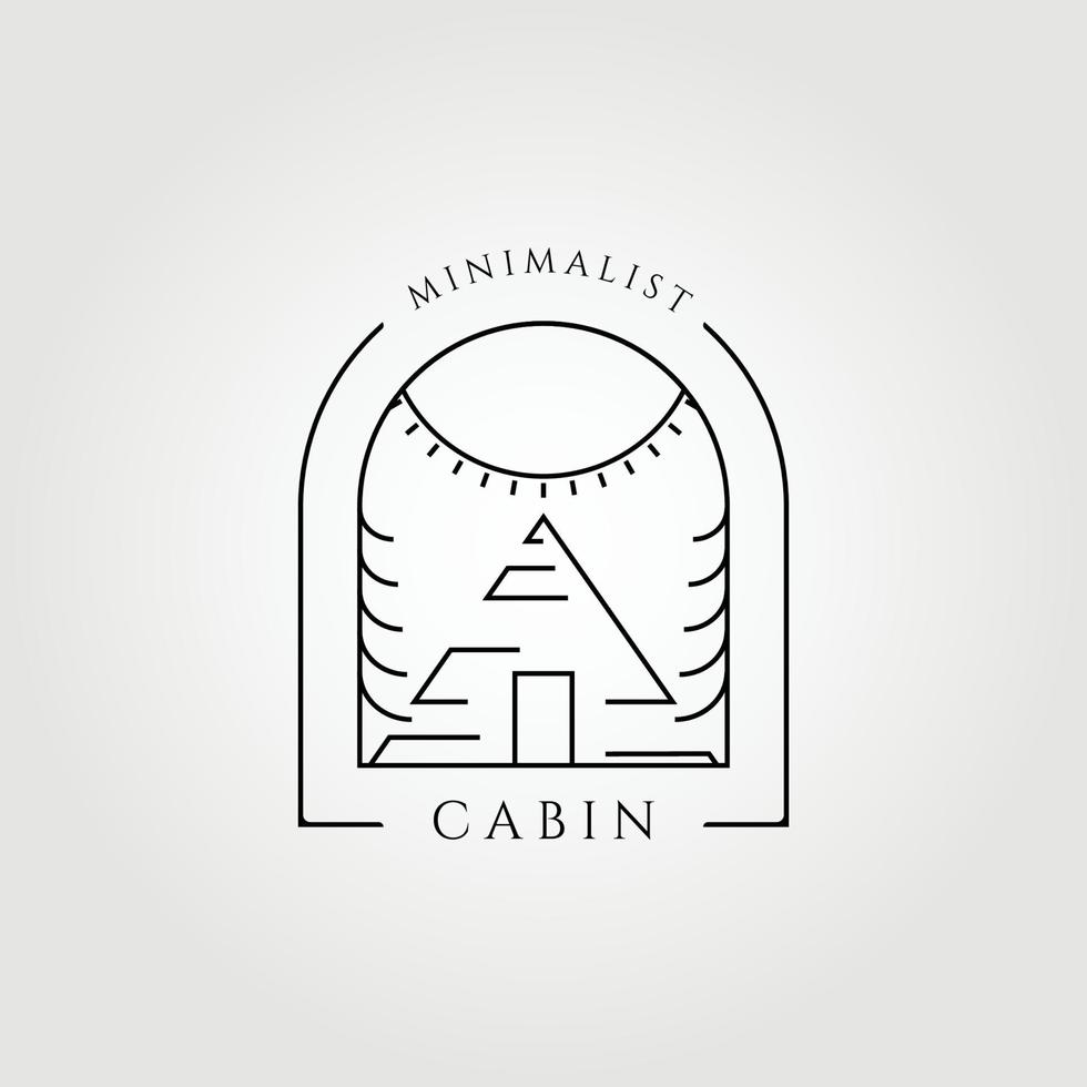 Wooden cabin logo cottage vector line art illustration design