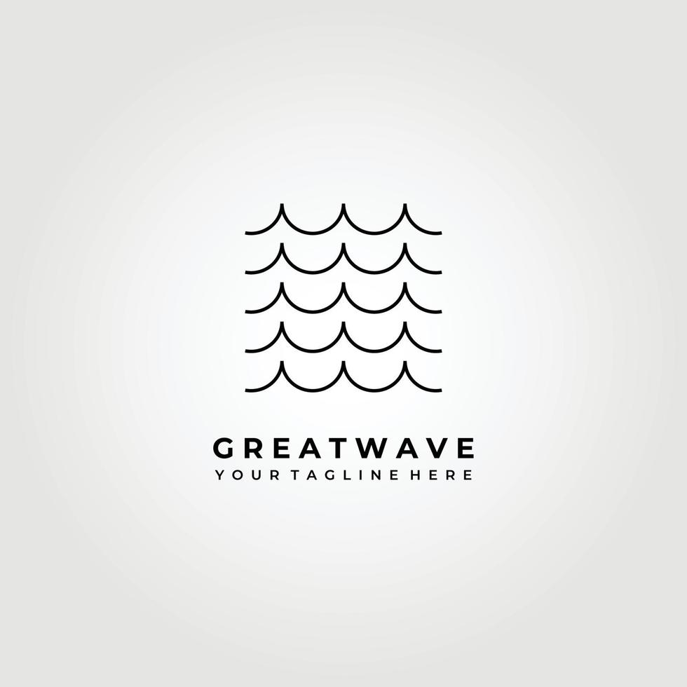 ocean wave logo vector illustration design, great and small wave