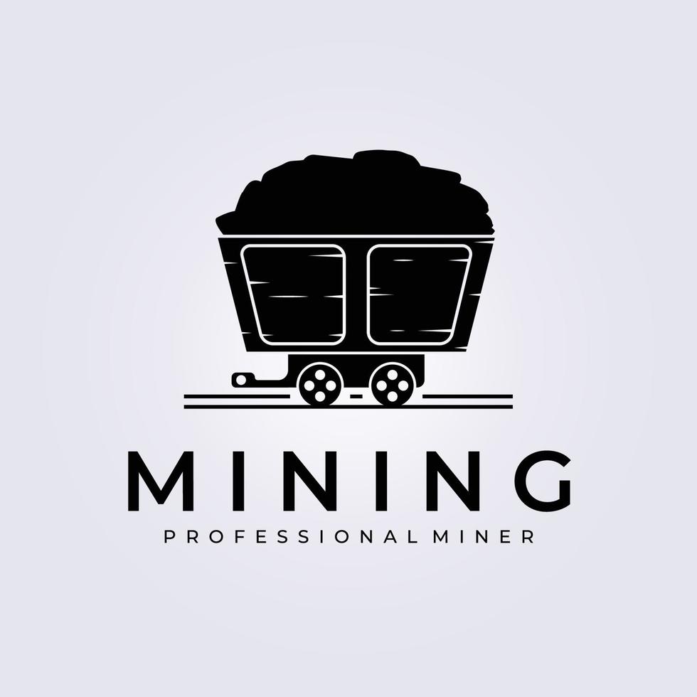 vintage mining train logo vector illustration design