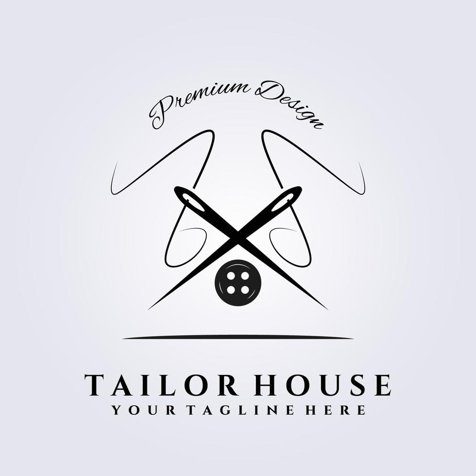 tailor shop logo, tailor house workshop, needle vector illustration design