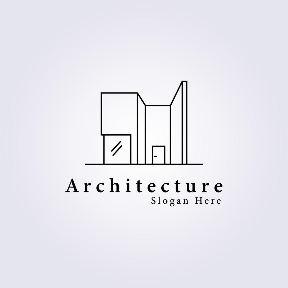 arquitectura edificio ingeniería civil logo vector ilustración diseño construcción contratista línea arte diseño logo