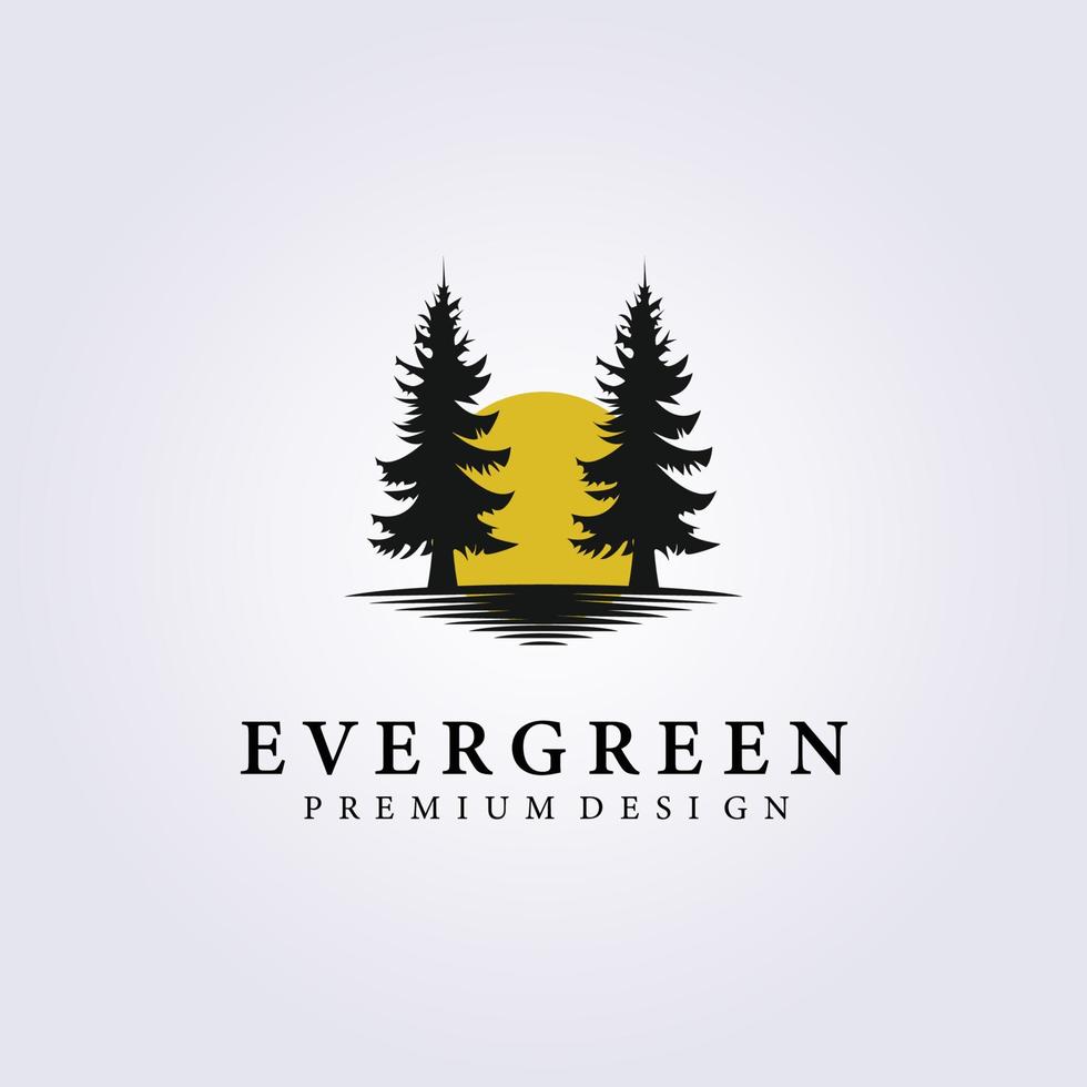 Pine evergreen rustic woodland logo vector illustration design