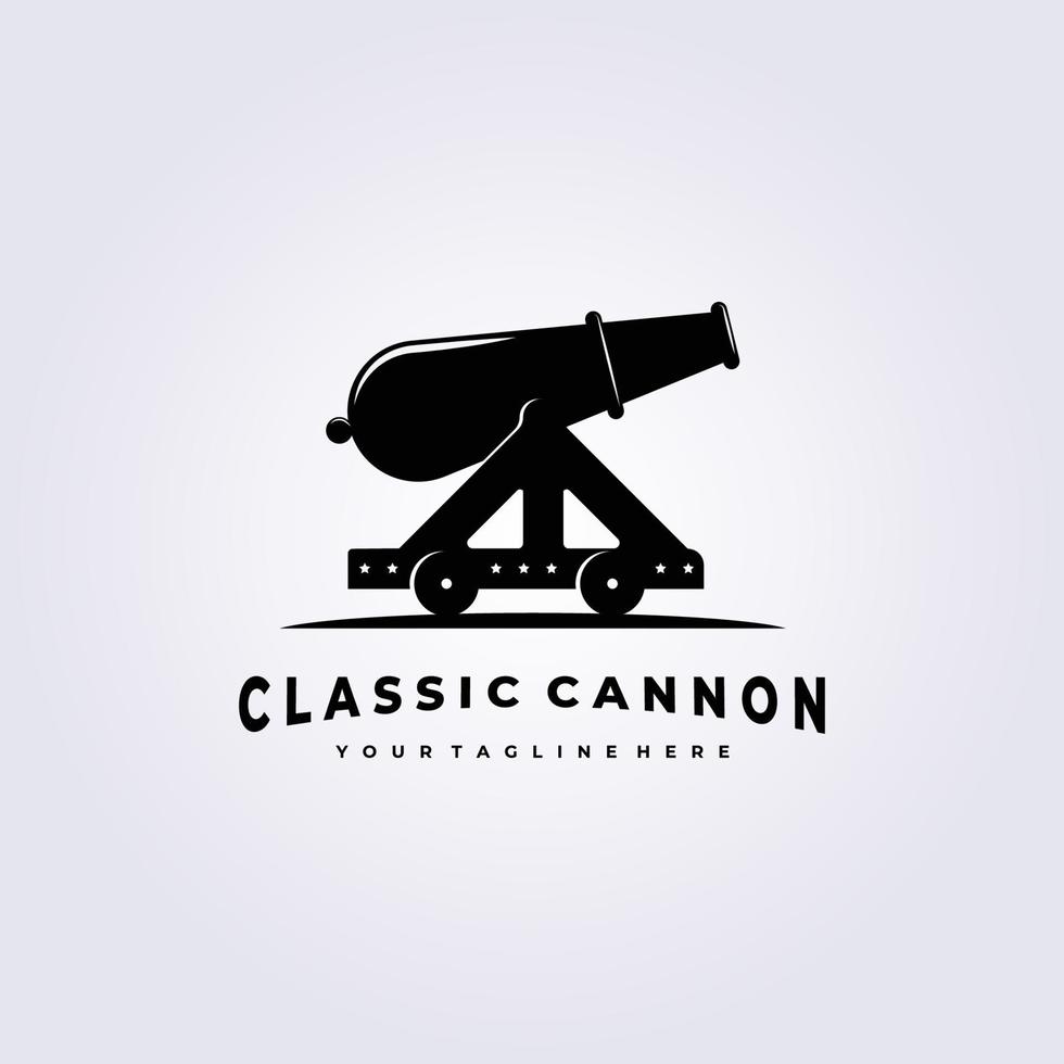 heavy old cannon artillery logo vector illustration design icon symbol