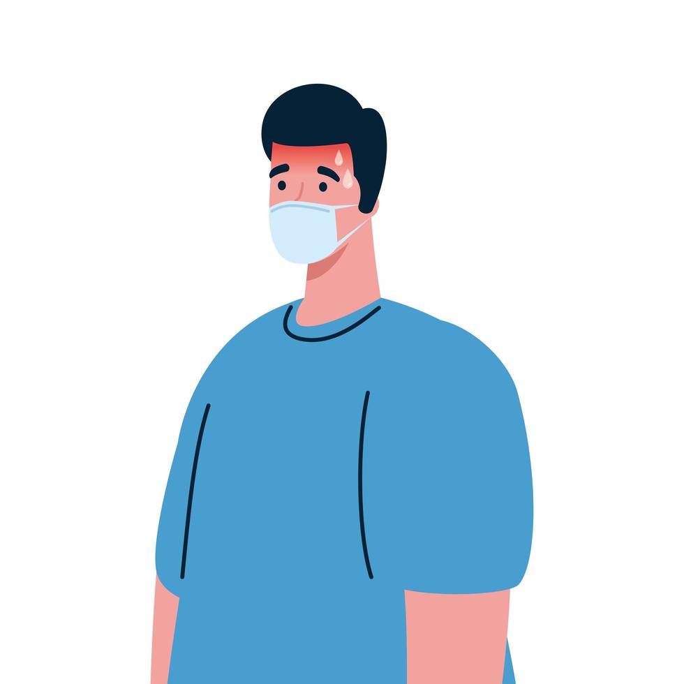 man wearing protective medical mask against covid 19 vector