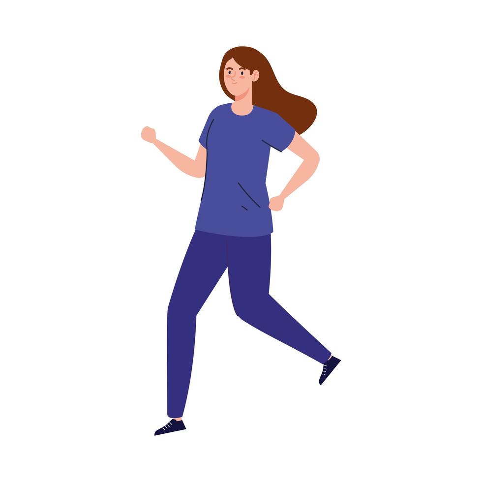 mujer trotar, correr practicando ejercicio, competición deportiva vector