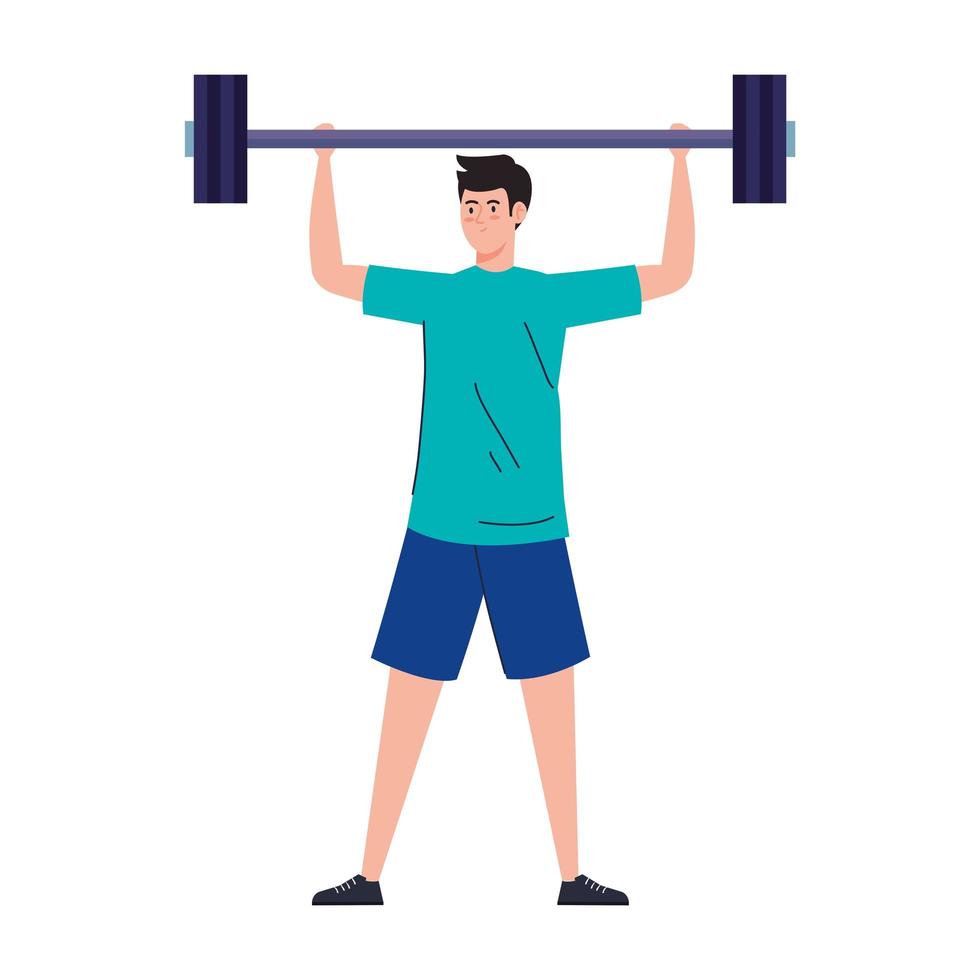 man with weight, heavy equipment, sport and leisure vector