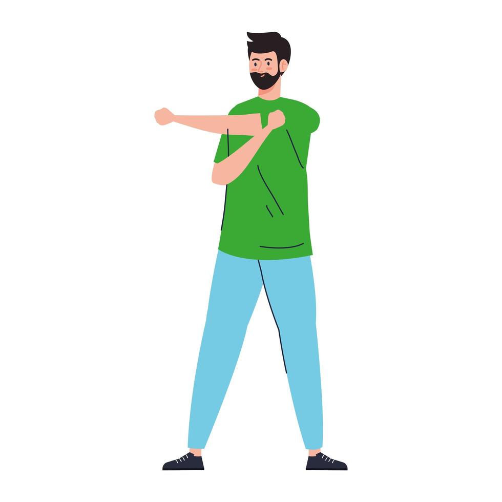 man performing stretching, sport recreation exercise vector