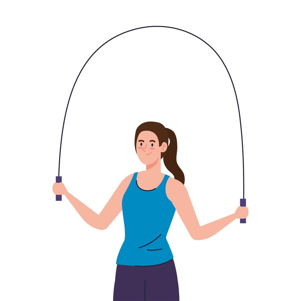 woman jumping rope, sport recreation exercise vector