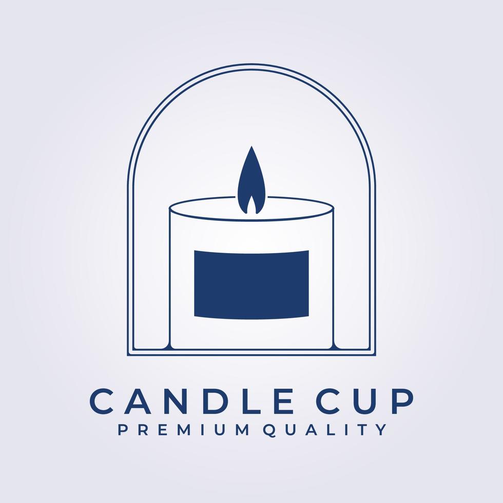 Candle cup light flame logo vector icon symbol sign label badge emblem illustration design graphic line art simple candle logo