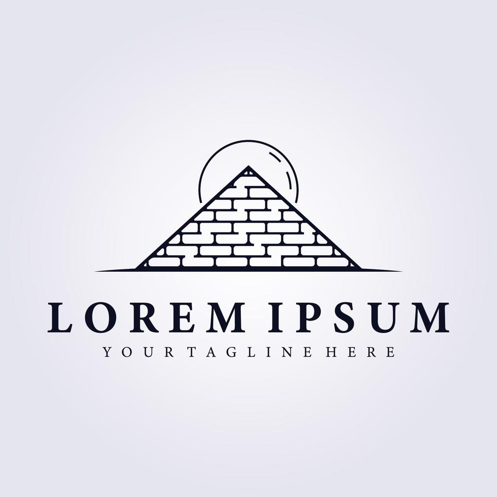 egypt pyramid ancient landmark line art logo vector illustration design