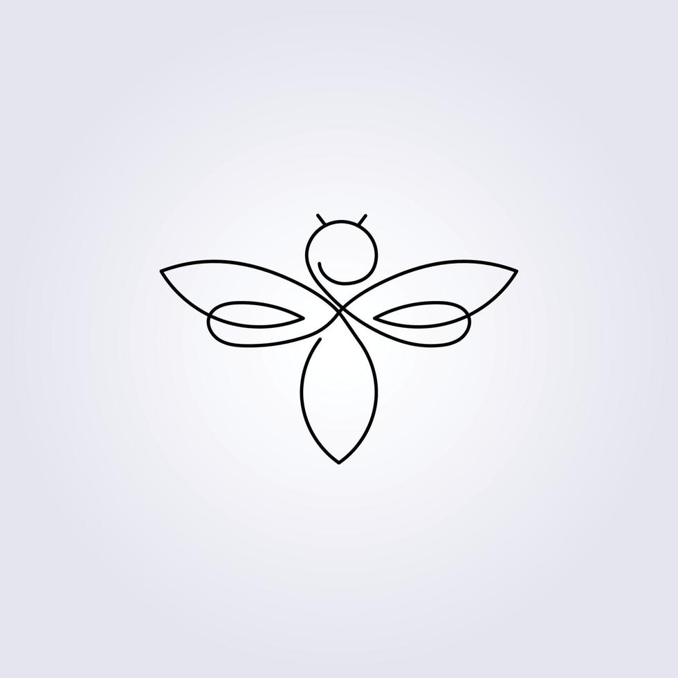 creativo una línea continua abeja avispón icono símbolo pegatina logotipo vector ilustración diseño gráfico de diseño de plantilla minimalista simple