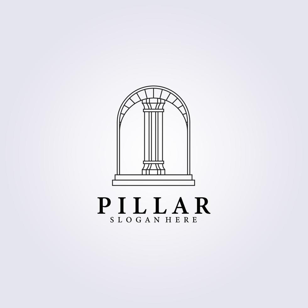 Simple line pillar build logo vector illustration design