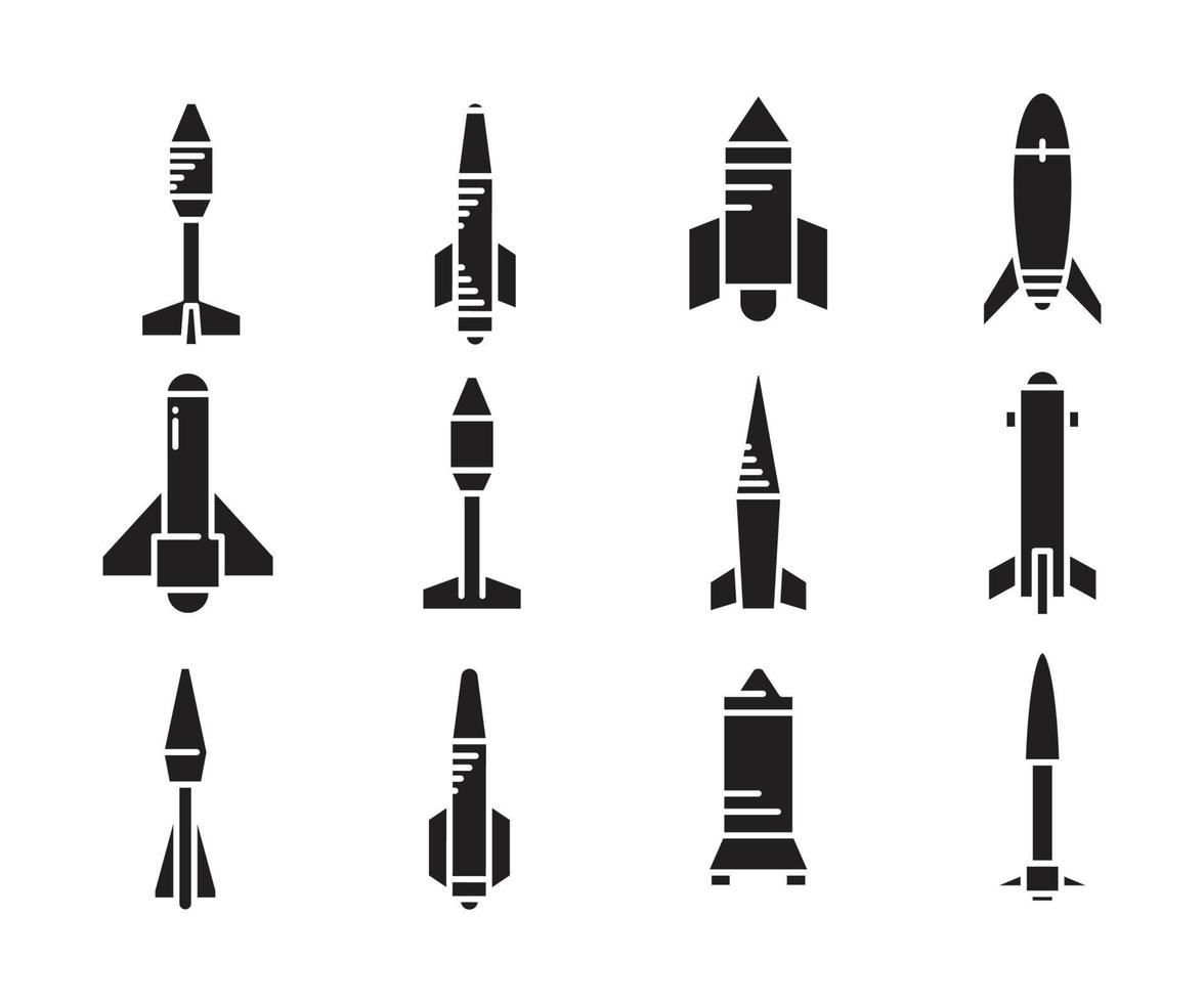 missile and spaceship icons vector